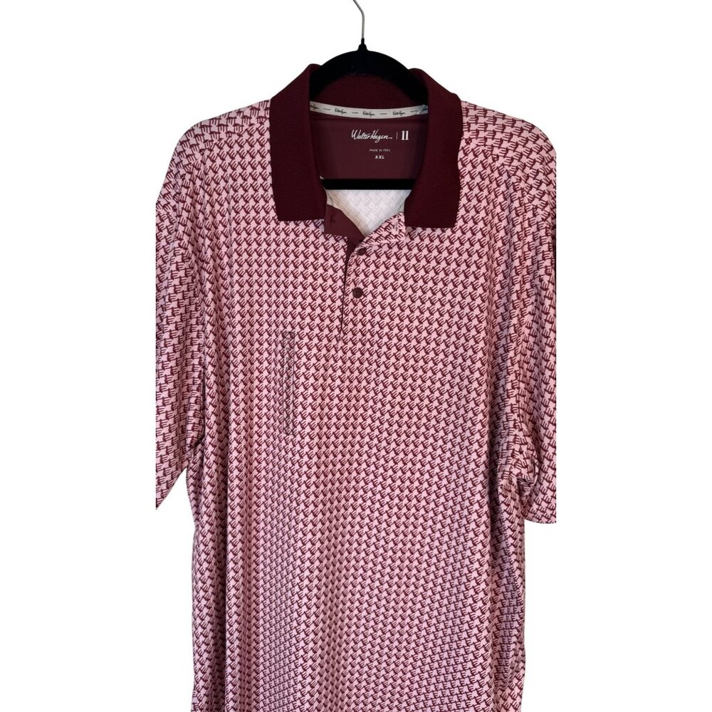 NWT Walter Hagen Men's XXL Houndstooth Pink Polo Shirt Golf Tee Time Print - Picture 8 of 16